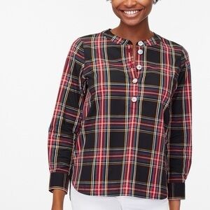 J.Crew Factory Tartan Cotton Poplin Jewel Buttons Shirt Top XXS